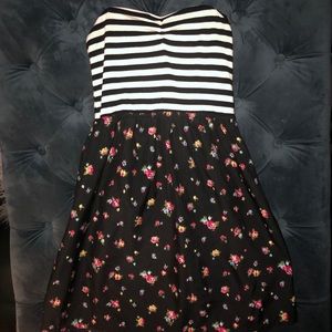 Roxy Baby Doll Dress Floral/ Stripes Strapless